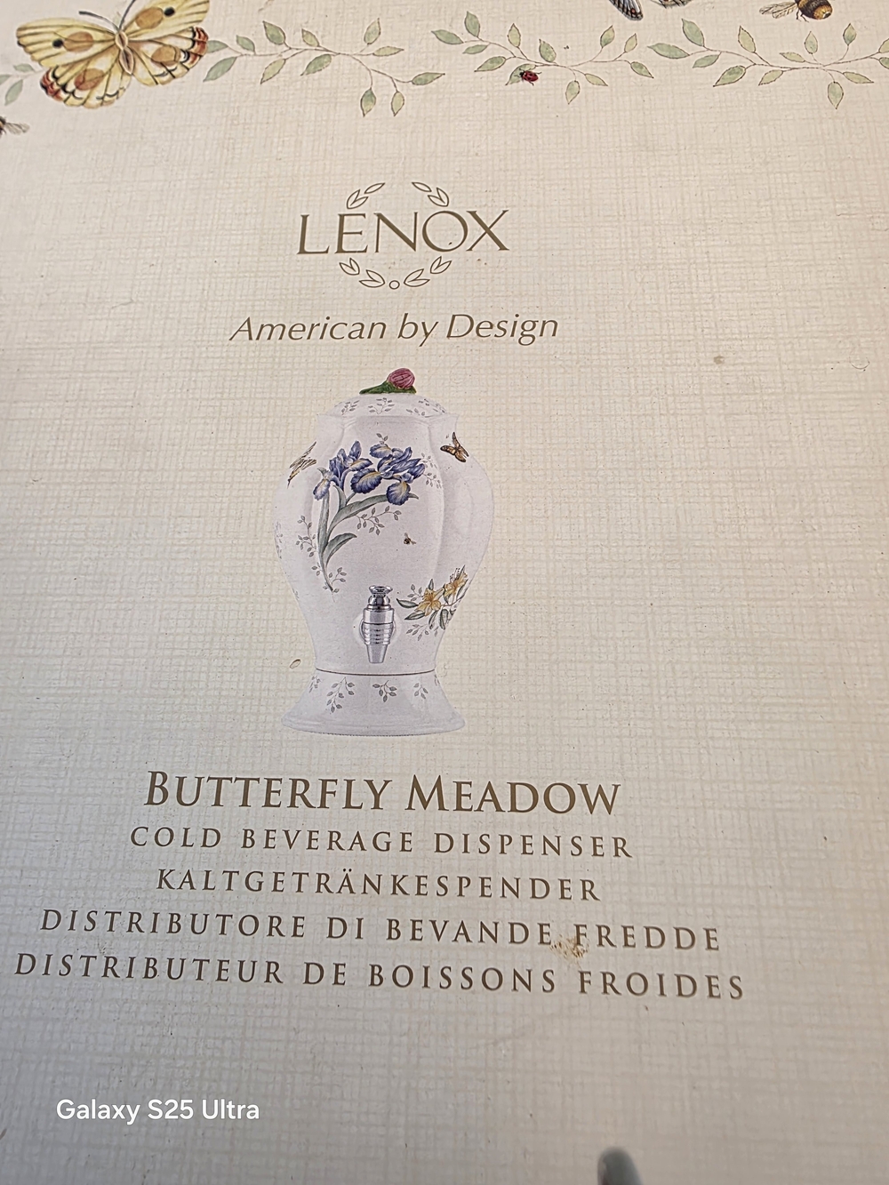Lenox Butterfly Meadow White Cold Beverage Dispenser